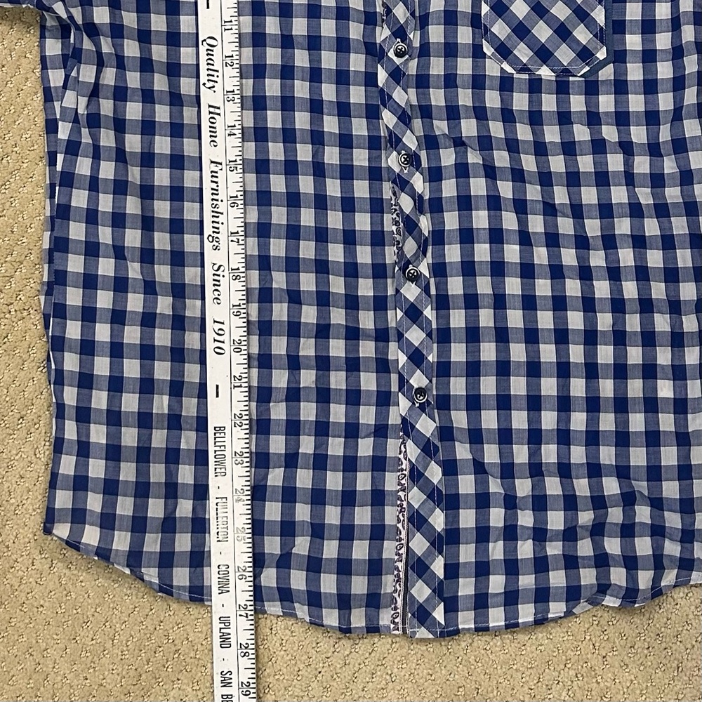 Bright Navy Checkered Equestrian Button Down Shir… - image 8